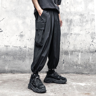 Men's Black Casual Pants Large Casual Spring And Summer New Casual Men's Summer Thin Loose Fashion Lantern Pants Wide Legs