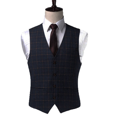 Male Plaid Slim Fit Dress Vests Men's Casual Sleeveless Formal Business Jacket Suit Vest Wedding Waistcoat Homme Plus Size 2021