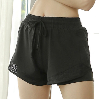 Women's Running Fitness Yoga Shorts Summer Sports Quick-Drying Workout Gym Athletic Hiking Shorts Double Layer Shorts