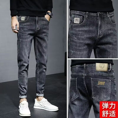 New Spring Autumn Men Jeans Korean Denim Slim Cowboy Stretch Designer Trousers Washed Classic Boyfriend Cargo Cropped Pants Male