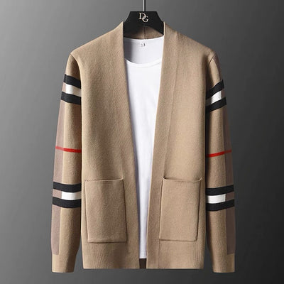High-end brand knitted cardigan men&#39;s fashion luxury striped sweater casual shawl spring and autumn trend men&#39;s wear coat