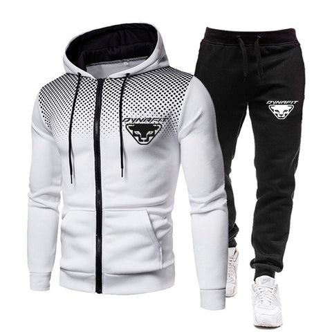 2023 New Fashion Men&#39;s hooded Jacket Running Clothes Zipper Hoodie Autumn winter sportswear 2-piece Set Men&#39;s Sportswear Suit