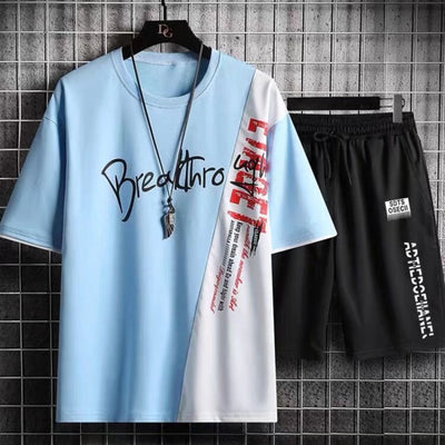 Tracksuit Summer T-Shirt Set Men&#39;s Fashion Casual Sports Short Sleeve Shorts Two Piece Set Loose Men Clothing Suits For Men