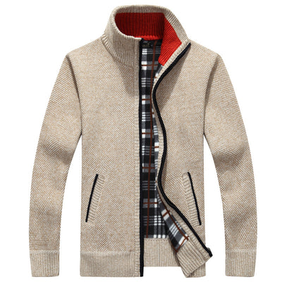 Autumn Winter 2023 Men's Sweater Coat Faux Fur Wool Sweater Jackets Men Zipper Knitted Thick Coat Warm Casual Knitwear Cardigan