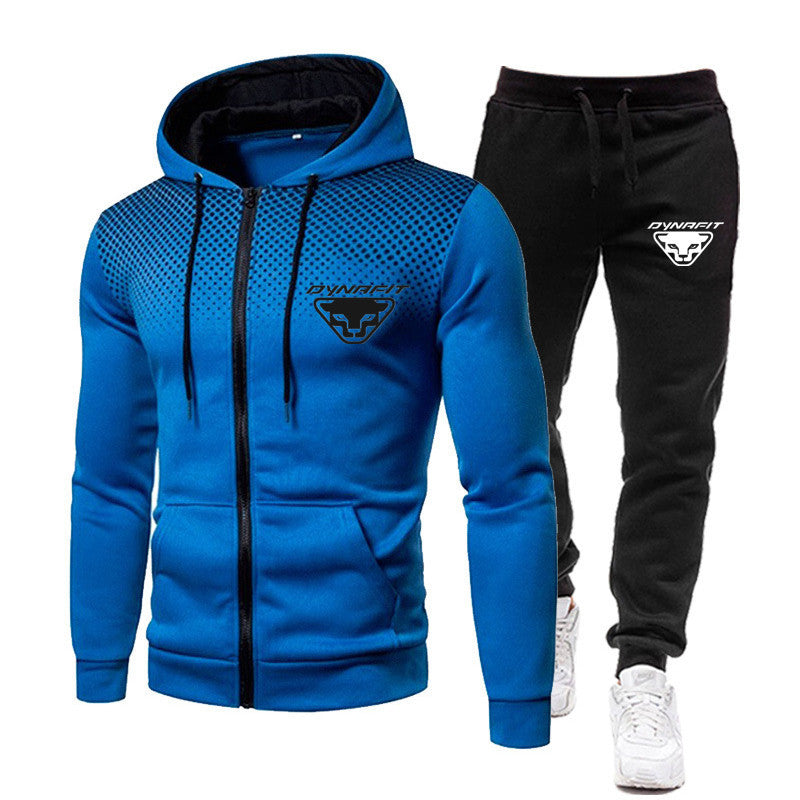 2023 New Fashion Men&#39;s hooded Jacket Running Clothes Zipper Hoodie Autumn winter sportswear 2-piece Set Men&#39;s Sportswear Suit