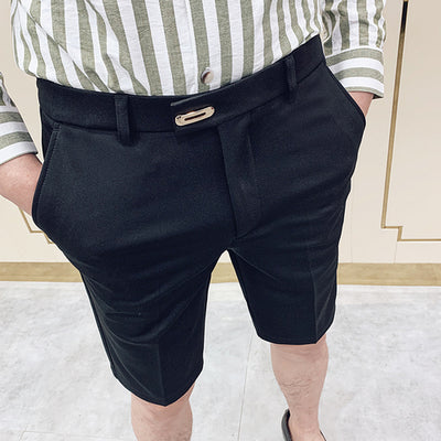 Brand Clothing Summer Suit Shorts Men Straight Business Formal Wear Slim Fit Casual Short Homme Knee Length Quality 28-36