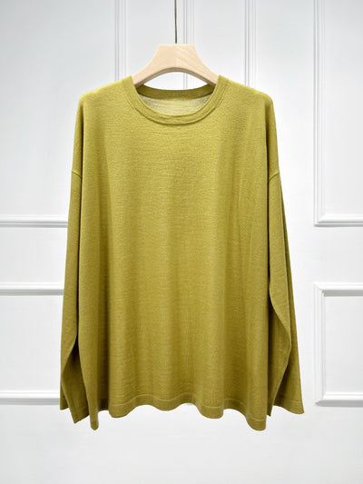 Naizaiga 100 superfine merino wool oversize loose fitting Women solid pullovers long sleeve spring Female sweater WLHL18