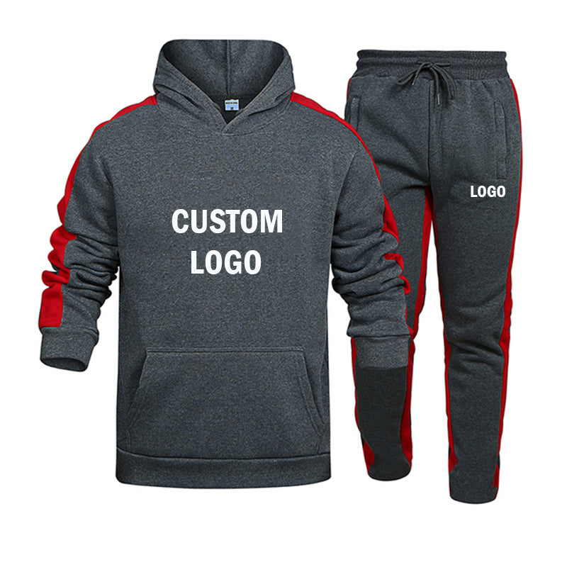 Men Tracksuit Winter Sets Custom Your Logo Hoodies+Pants Two Pieces Casual Male Sportswear Gym Jogging Suit Plus Size S-6Xl