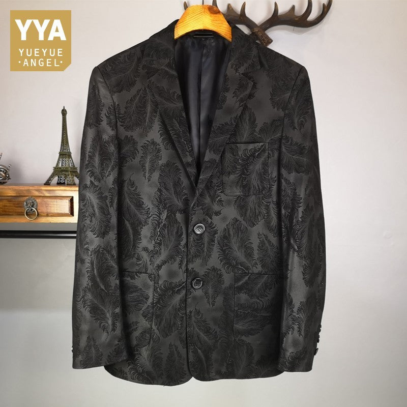 Designer New Genuine Leather Sheepskin Mens Printed Business Jackets Long Sleeve Single Breasted Slim Fit Thin Coats Plus Size