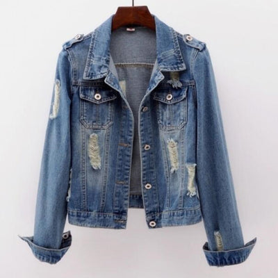 Denim Jacket Ladies 2021 Blue Denim Jacket Spring Autumn Jacket Casual Harajuku Pocket Quality Korean Fashion Women&#39;s Jacket