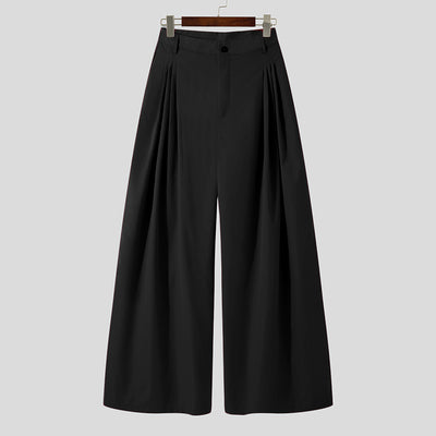 Fashion Men Wide Leg Pants Joggers Button Streetwear Loose Solid Color Trousers High Waist Casual Pantalon S-5XL INCERUN 2022