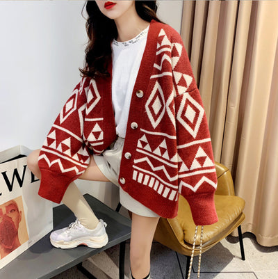 Women&#39;s Sweater Sweater Knitted Cardigan Women&#39;s Autumn Loose Long Sleeves In The Long Style of College Fashion Sweater