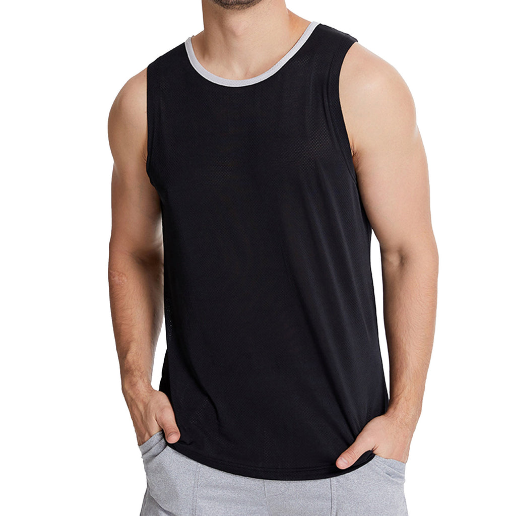 Cotton T Shirts Men Men Summer Fitness Vests Tank Tops Fashion Fitness Run Blouse Top Sports Loose Fashion Casual Top Shirt