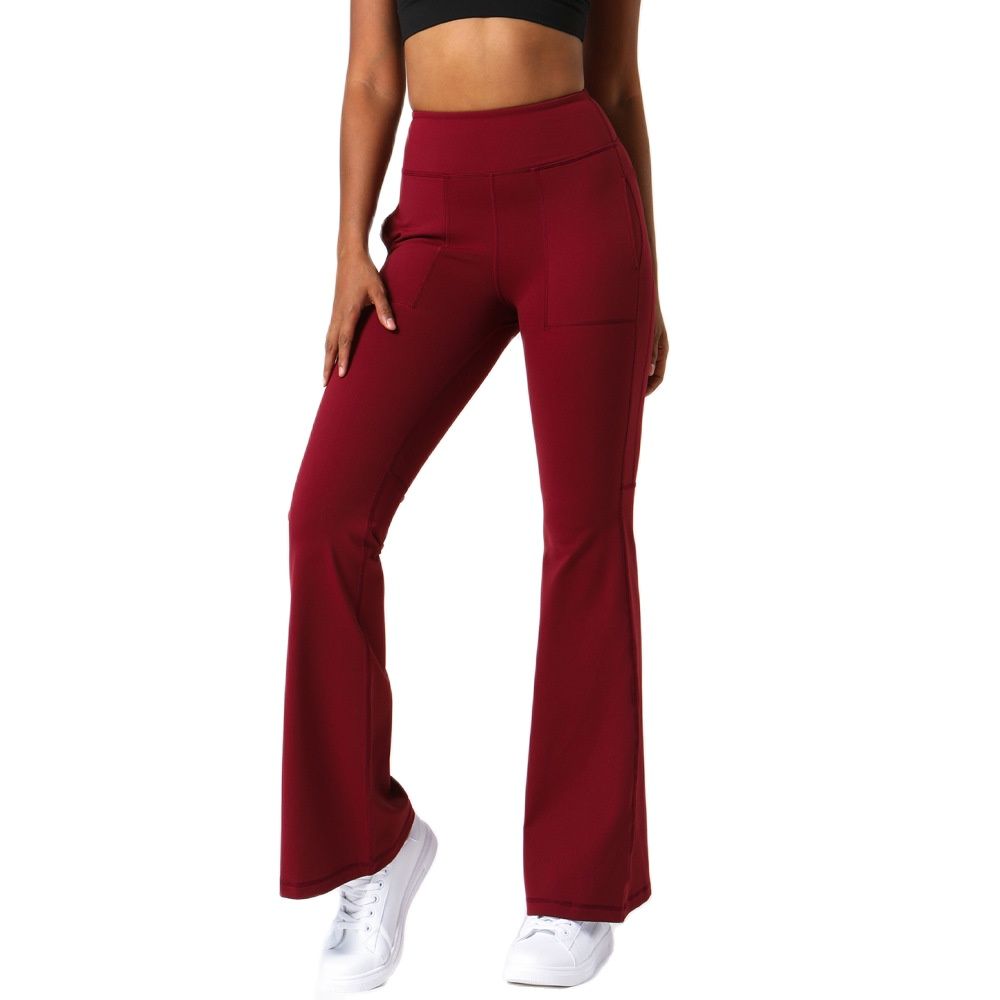 NCLAGEN Yoga Pants High Waist Fashion Bell-bottoms With 2 Side Pocket Fitness GYM Casual Loose Dance Sports Wide-leg Trousers