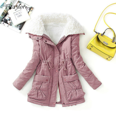 2021 Winter Cotton Coat Women Slim Snow Outwear Medium-long Wadded Jacket Thick Cotton Padded Warm Cotton Parkas