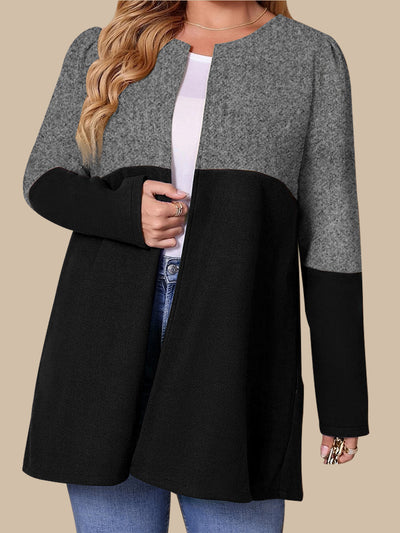 Finjani Plus Size Women Outwear Colorblock Coats 2022 New Winter Overcoat Jacket Fashionable Women's Color Block Coat Top