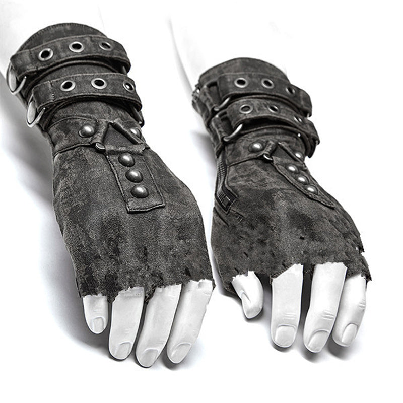 Medieval Men Cosplay Retro Gloves Steampunk Style Men Arm Guard Rivet Gloves Belt Buckle Adjustable 2022 Halloween Accessories