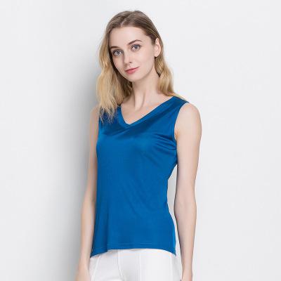 In The Summer, New Ladies Wear Knitted Silk Vests, V Silk Sleeveless Vests,  real silk T-shirts And Blouses