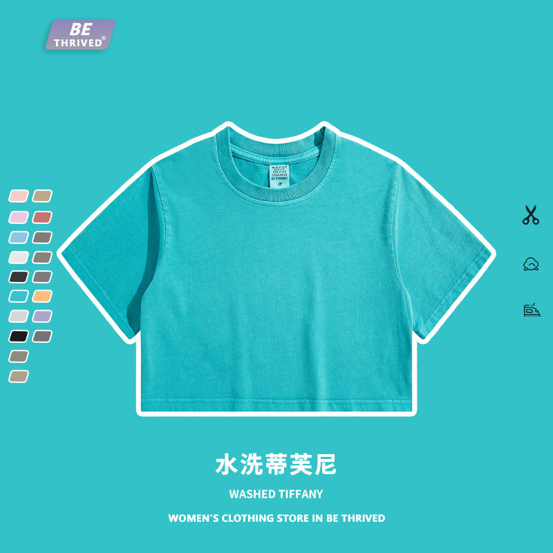 2022 Summer New Women&#39;s Distressed Solid Color T-shirt Hot Girl Street Hip Hop Sexy T-shirt Short Tops Tees Shirts for Women