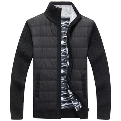 Autumn and winter men's casual jacket stand collar design warm jacket knitted jacket coat M-3XL