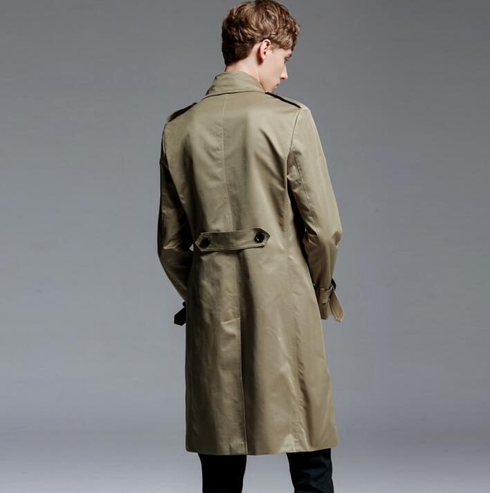 Single breasted trench coats men medium-long coats 219 autumn winter loose turn-down collar mens overcoat plus size outerwear