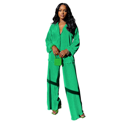 6sets Bulk Items Wholesale Lots Wide Leg Pants 2 Piece Set Fall Women Long Sleeve Pleated Outfits Tracksuit Fashion B10068