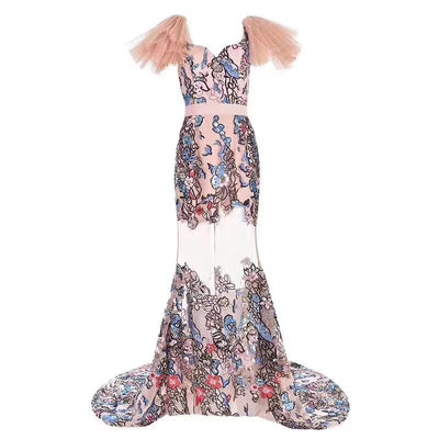 Fashion shinning wedding dress, 3D flower lace fabric, sequins lace fabric for bridal dress