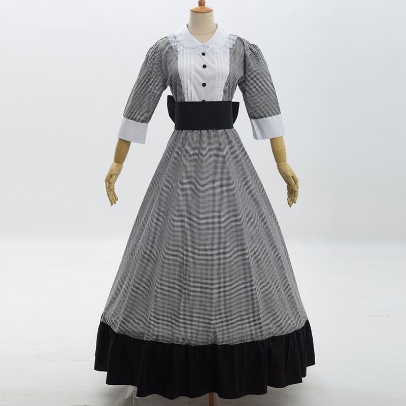 Victorian Women Civil War Maid Long Dress Vintage Reenactment Ball Gown