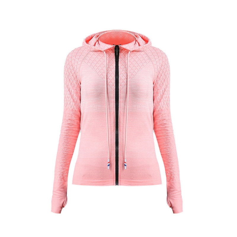 Spring Running Jacket Women Hoodies Summer Gradient Yoga Jacket Sports Quick Drying Breathable Fitness Red Clothes Gym