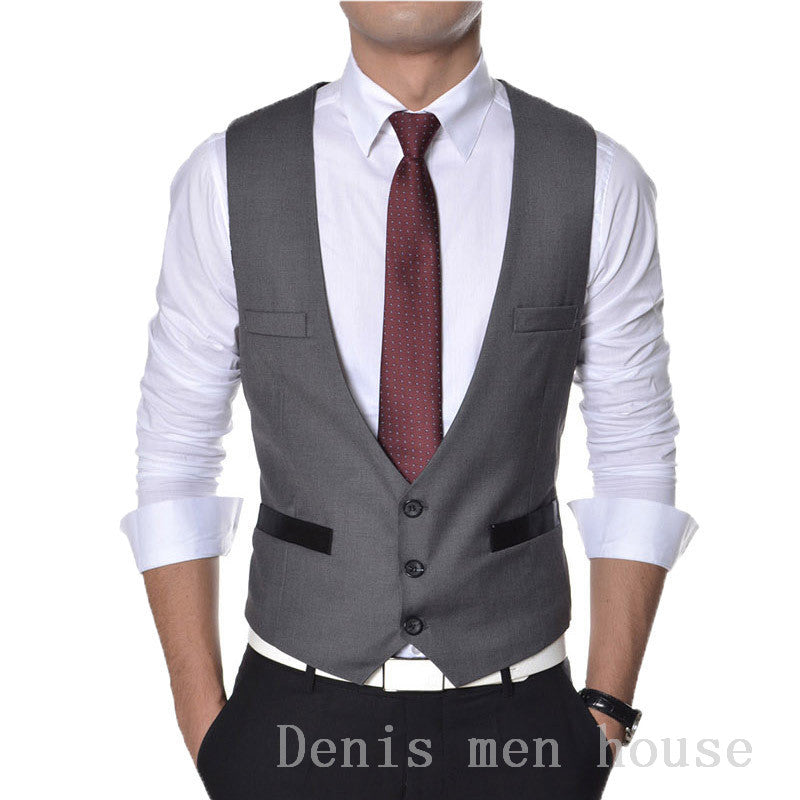 Hot sale Suit Vest Men 2021 spring New Men&#39;s Slim Fit Dress Suit Vest Waistcoats Men