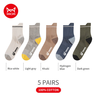 5 Pairs/Lot Miiow 99% Cotton Men Socks Casual Dress Socks Contrasting Color Design Warm Long Male Colorful Socks For Man Gift