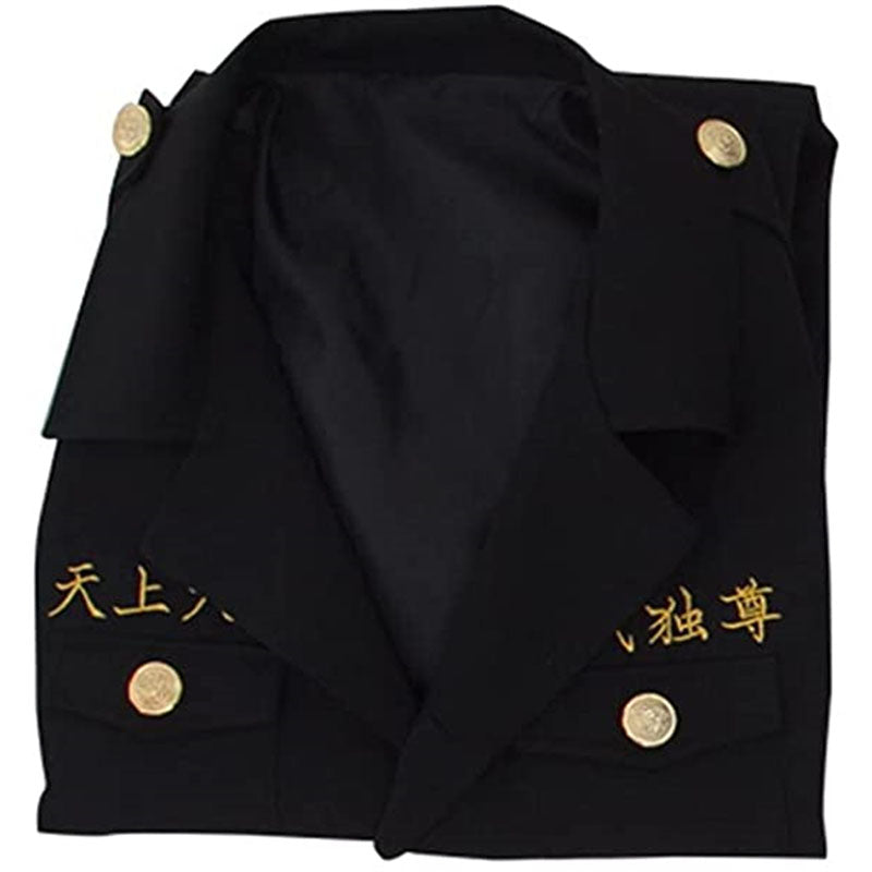 Anime Tokyo Revengers Sano Manjiro Cosplay Costume Black Shirt Pants Embroidery Uniform Wig Halloween Party Costumes Women Men