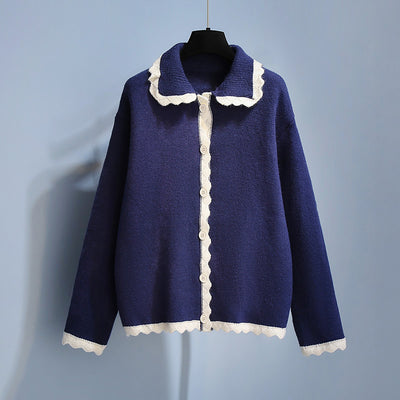 Sweet Style Knitted Women Sweater Cardigan Autumn Winter New 2021 Solid Elegant Female Outwear Coats Tops