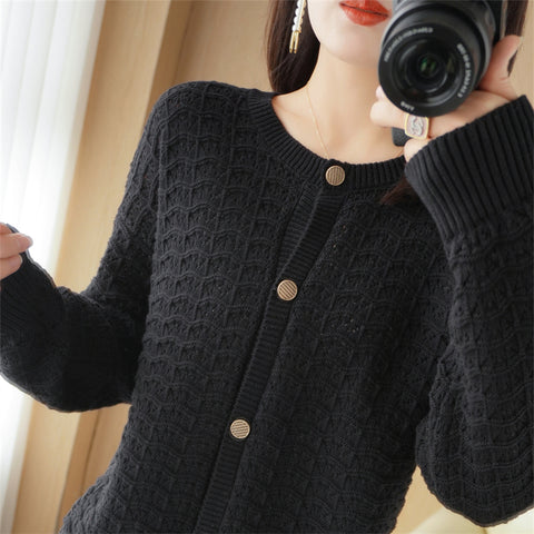 New Sweater Spring and Autumn Women&#39;s O-Neck Cardigan Casual Knitted Strap Tops Korean Fashion Thickening Bottoming Shirt Jacket