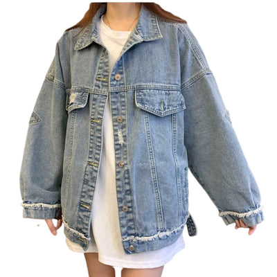 2021 Spring Autumn New Korean Denim Jacket Women&#39;s Fashion Denim Jacket Harajuku Women Shirts Gothic Button Flannel