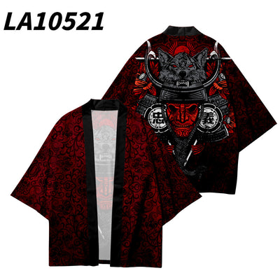 Retro Fashion Women Men Cosplay Asian Clothing Traditional Japanese Cardigan Haori Samurai Print Harajuku Kimono Yukata Summer
