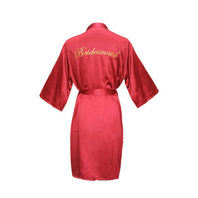 YAOTING Bride Bridesmaid Wedding Robe Embroidery Kimono Bathrobe Gown Nightgown Casual Satin Short Women Nightwear Sleepwear