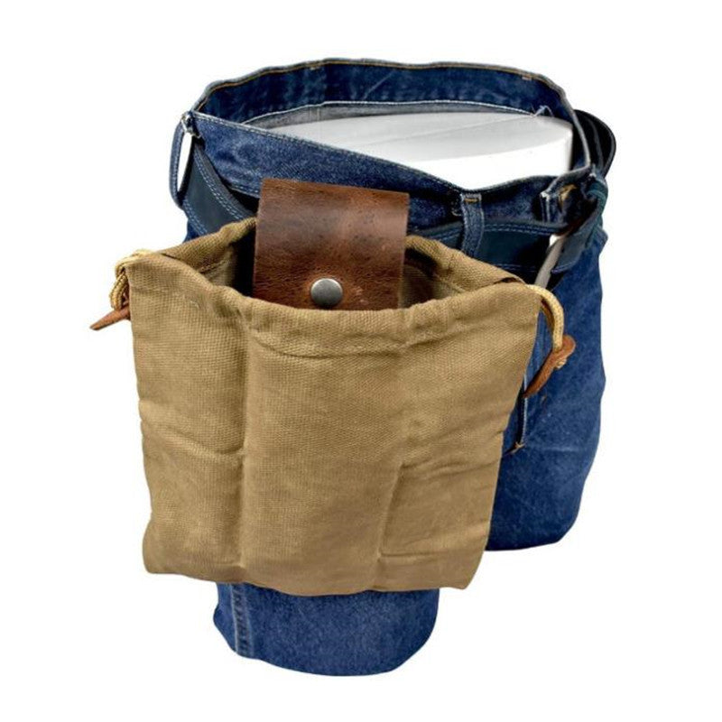 Daily Practical Bag Medieval Style Retro Portable Waist Folded Pouch Canvas Leather Storage Casual Simple Unisex Hiking Packages