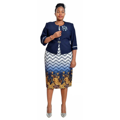 Plus Size Dress Set Women Clothes 2 Piece Set Jacket Tops And Dress Suit 2022 Autumn Fashion Print Oversize Office Lady Outfits