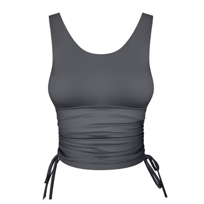 Wmuncc 2022 Summer Sleeveless Yoga Shirt with Pad High Impact Women Slim Fit Crop Tops Breathable Jogger Vest Workout Sports Gym