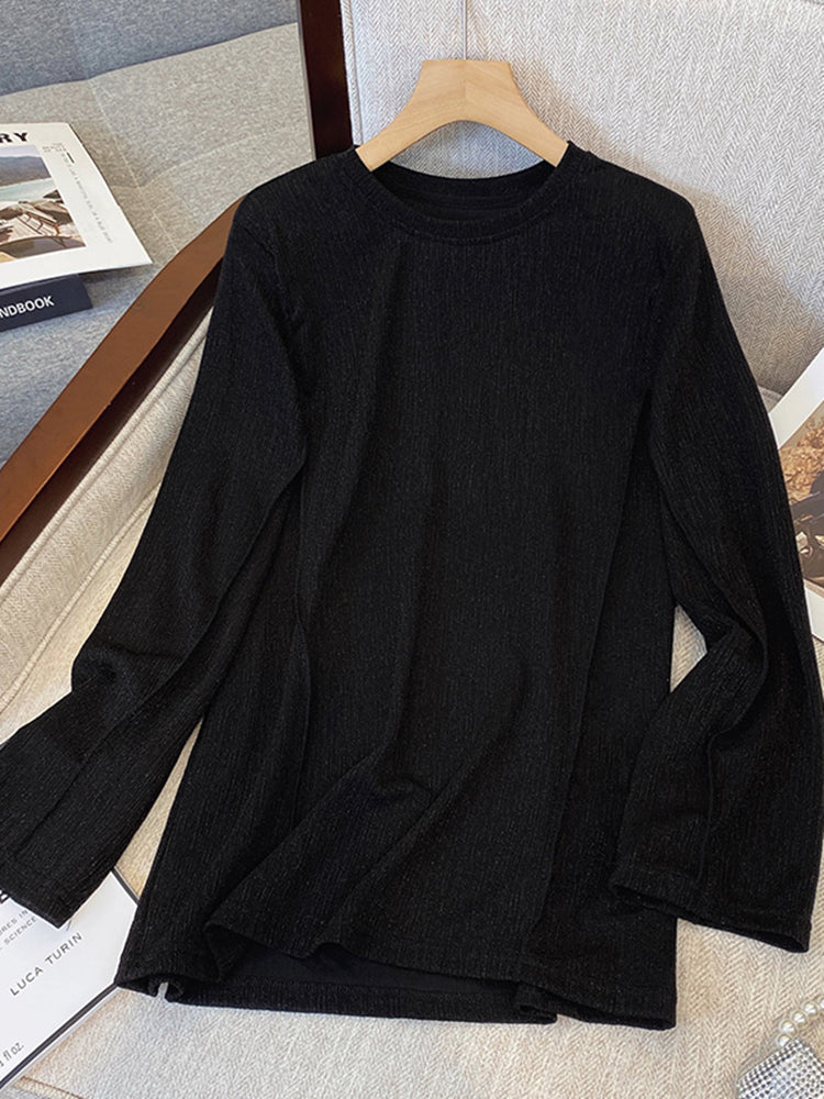 Plus Size Autumn New Fashion Loose Long Sleeve Tshirt Woman 2022 Modis Casual Vintage T Shirt Ladies Womens Black T-shirt Tops