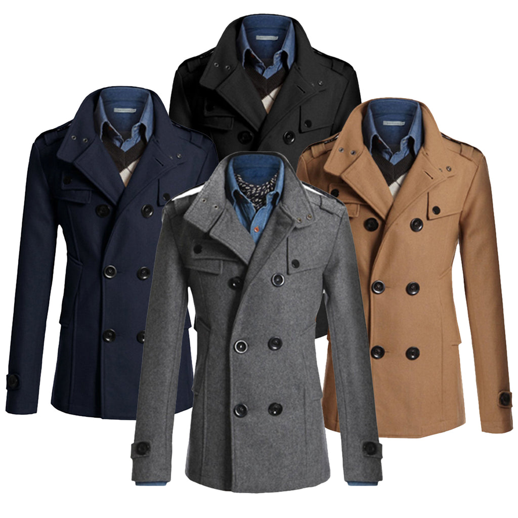 Business Mens Coats Winter Warm Solid Color Double Breasted Trench Jackets Long Slim Jacket Winter Coats Men Overcoat