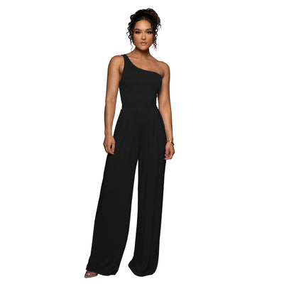 Summer Sleeveless One Shoulder Sexy Tops Women 2022 Loose Wide Leg Pants Casual Solid Set of Two Fashion Pieces for Women