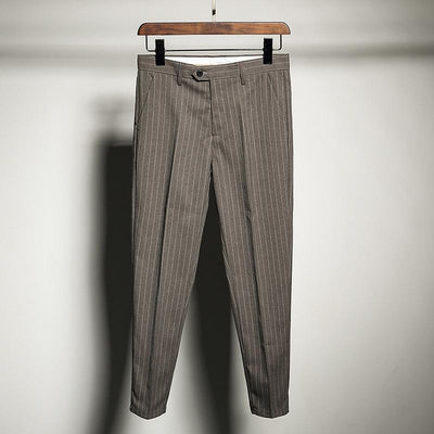 2022 Spring Autumn Men&#39;s Formal Suit Pants Straight Elastic Breathable Stripe Casual Trousers Male Business Trousers T192