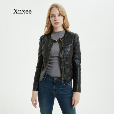 pink 2021 Autumn Women Moto Faux Leather Jacket Black Pink Double Chains Long Sleeves Jackets Vintage Chic Cool PU leather Coats