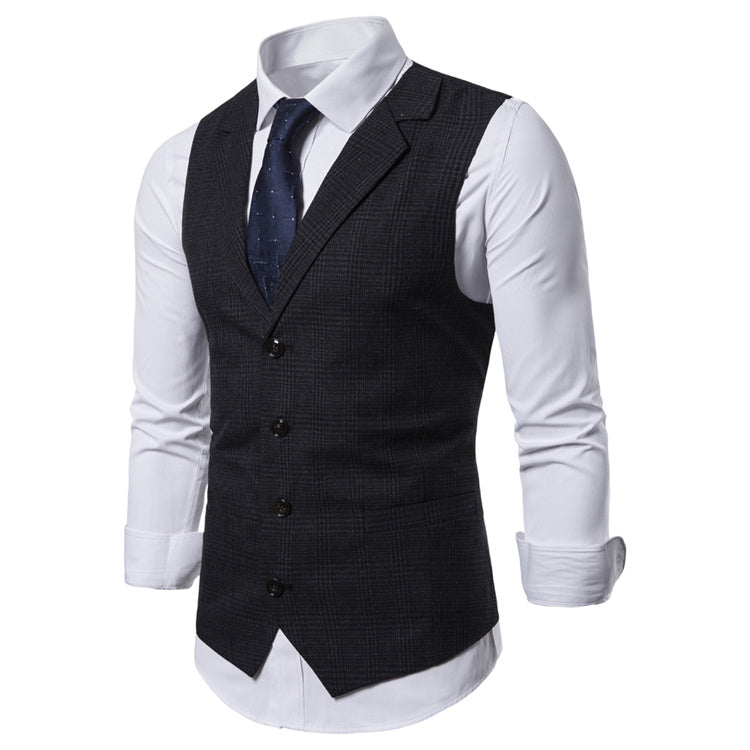 Mens Suit Vest Fashion Slim Fit Thin Plaid Men Waistcoat Tops Slim Business Vest Waistcoat Man England Style Male Leisure Suits