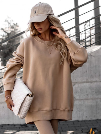 Elegant Tracksuit Sweatshirt Suits Casual O-neck Long Sleeve Pullover and Chino Pants Sets Women Fashion Solid Two Piece Outfits