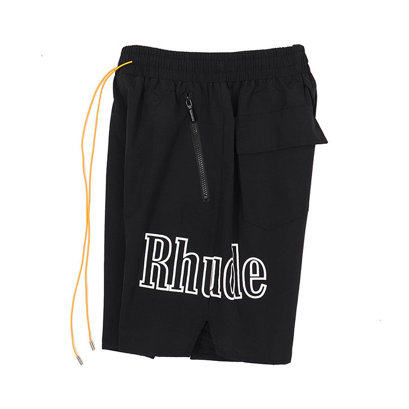 Fashion Brand Niche Pants High Street Letter Printed Drawstring Hip Hop Casual Pants Beach Pants Straight Five Points