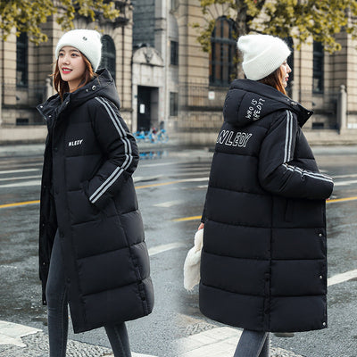 Parka women's leisure medium length 2021 new Korean fashion British letter printed padded women 8615