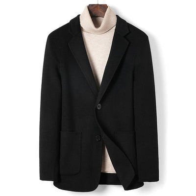 2021 Autumn Winter New Thick Warm Solid Men&#39;s Woolen Blend Coat Male Windbreaker Casual Jacket Overcoat Woolen Top Clothes B432